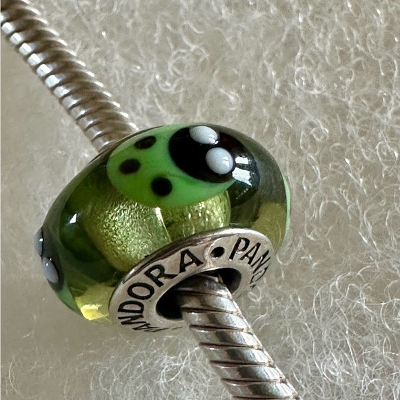 Pandora Silver and Green Ladybug Charm - Picture 2 of 3
